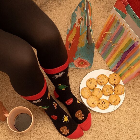 Funny Christmas Socks | “Time to Get Baked” Gingerbread Holiday Socks - Picture 2 of 3